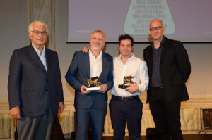 [da sx] Il Presidente Paolo Baratta, Jan Lauwers, Fabrice Murgia, Àlex Rigola (direttore Settore Teatro) - Copyright la Biennale di Venezia, ph. G.Zucchiati 